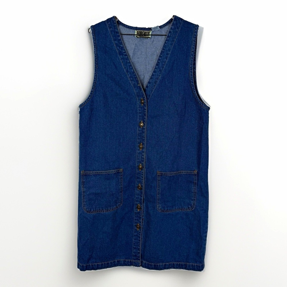 Women's Forenza Blue Vintage 1990's denim button down, dress sz 12, 100% cotton